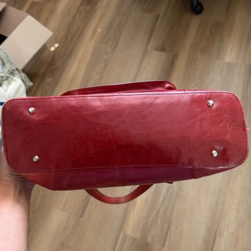 Kate Landry Vintage Y2K Red Leather Shoulder Bag Buckle Pocket Tote Handbag hobo